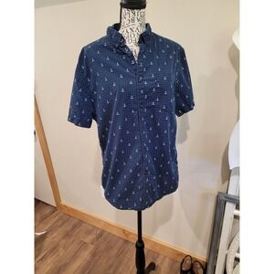 Denim and Flower Navy Anchor/Polks Dot‎ Button Down mens Size Lg Slim fit
